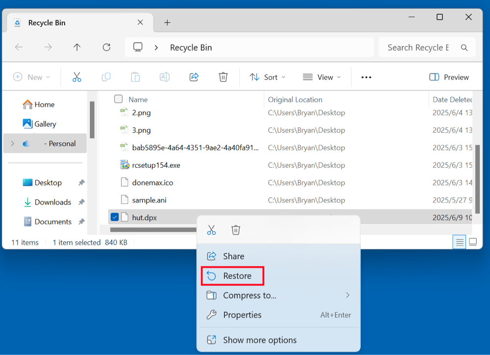 recover deleted DPX files