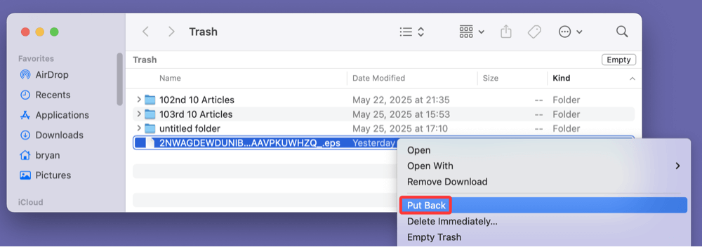 recover deleted EPS files