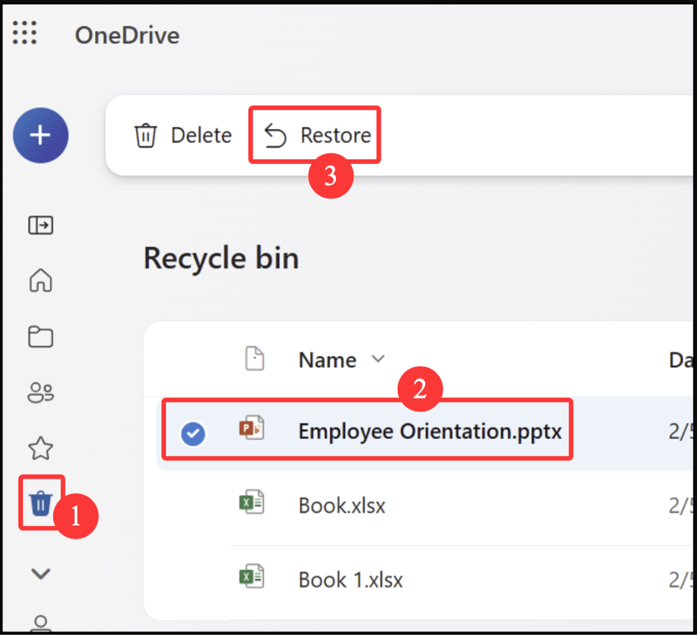 recovering deleted files from OneDrive