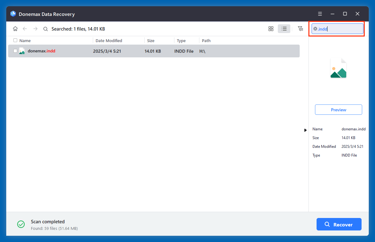 recover deleted INDD files