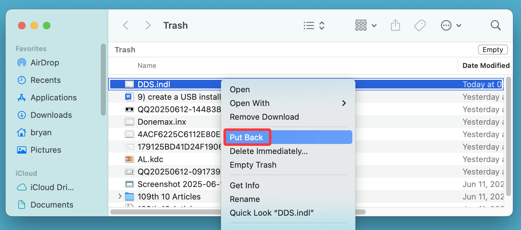Recover Deleted INDL Files