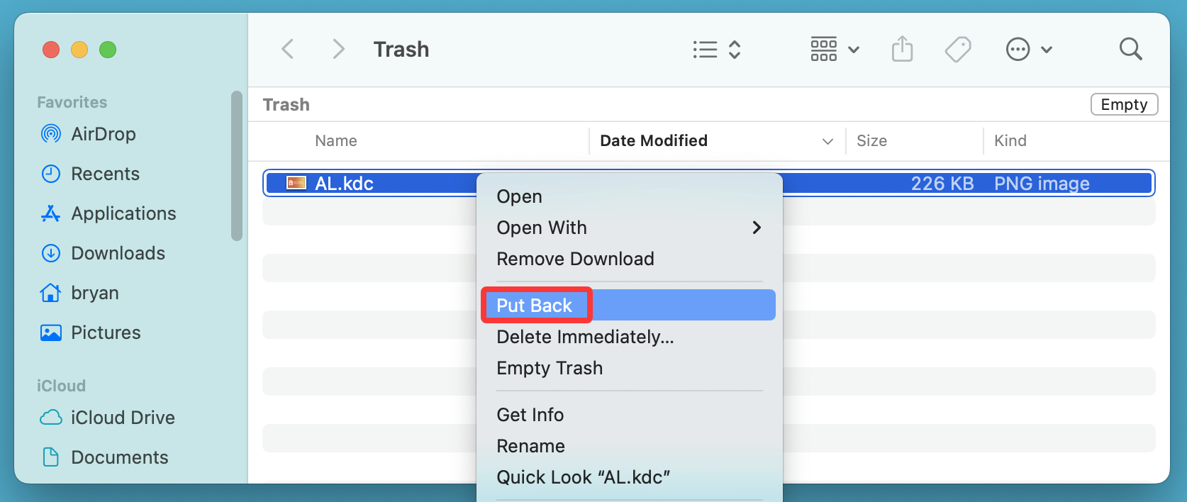 recover deleted KDC files