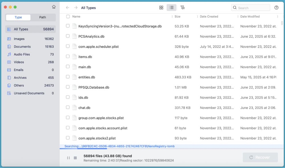 recover deleted KEY file