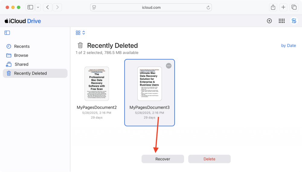 recovering deleted, lost, or unsaved Pages documents on a Mac