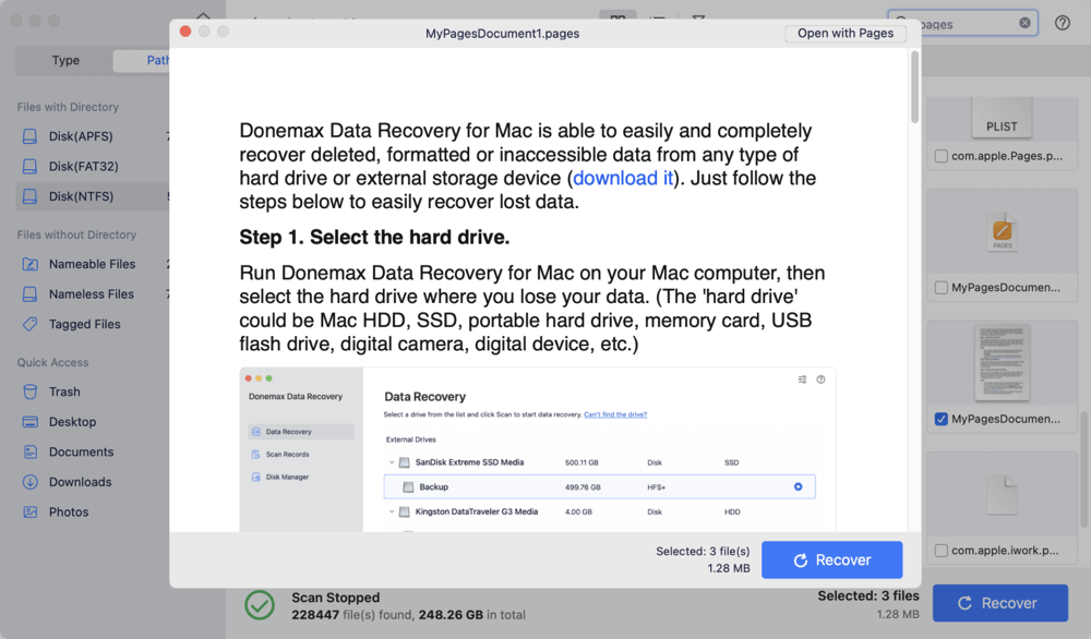 recovering deleted, lost, or unsaved Pages documents on a Mac