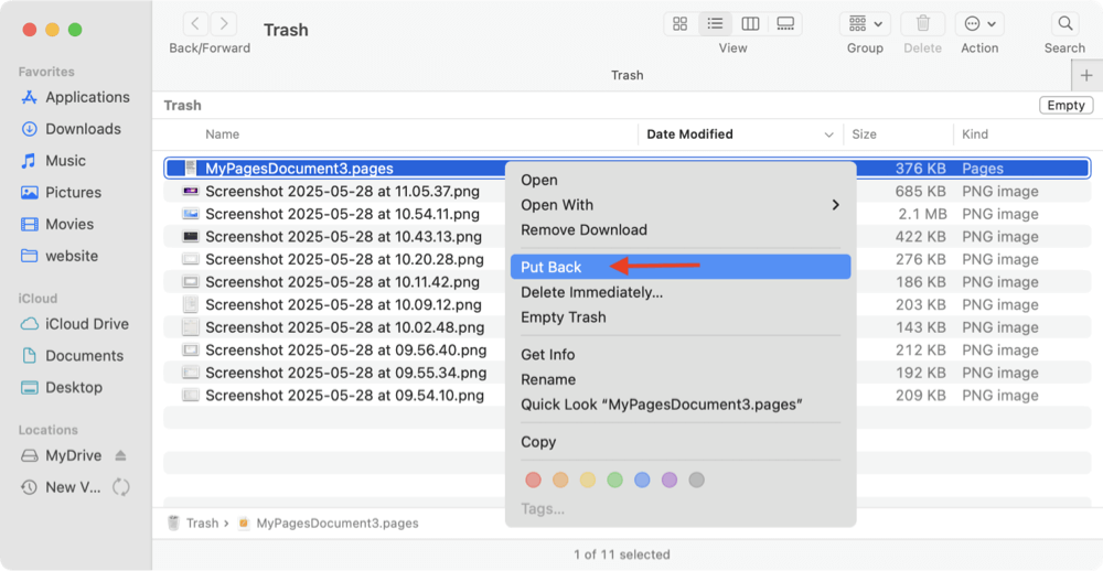 recovering deleted, lost, or unsaved Pages documents on a Mac