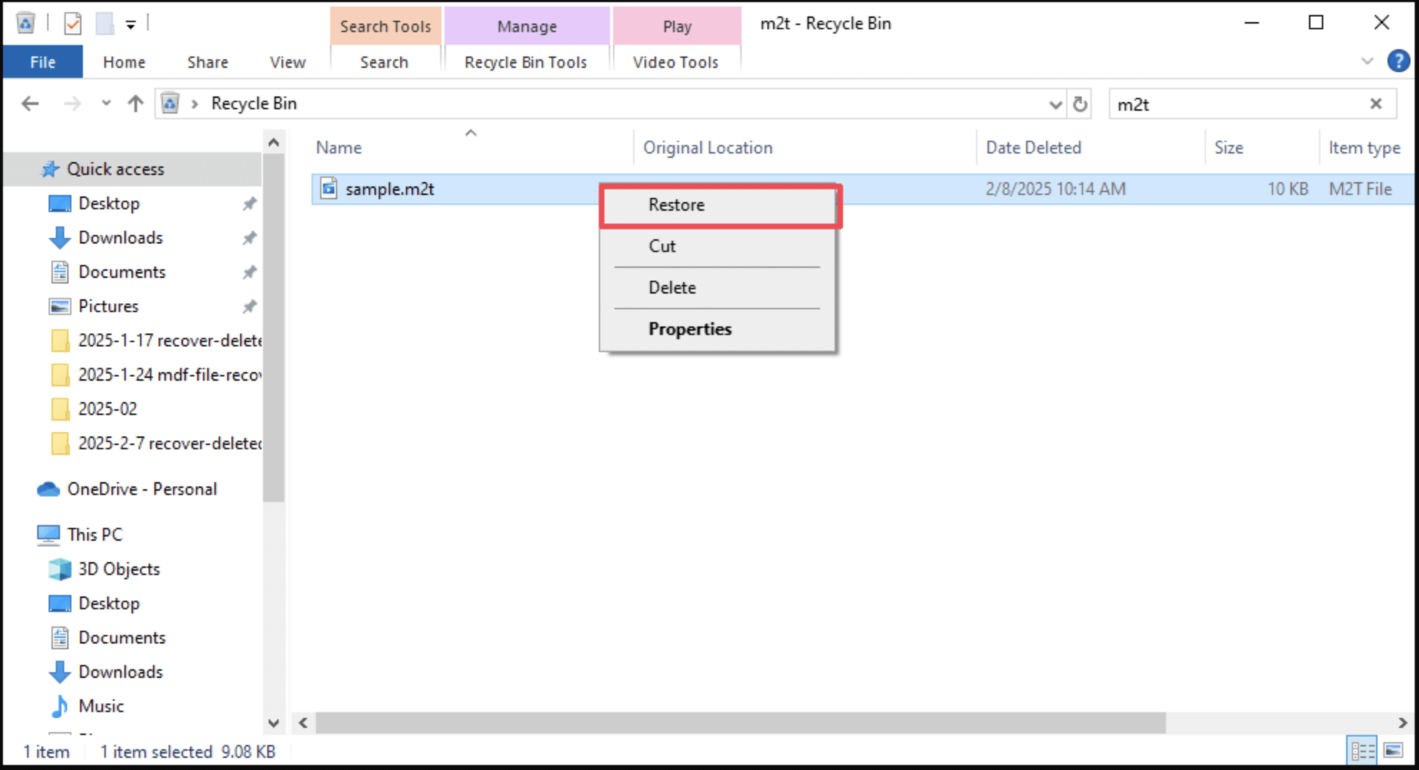 recover lost or corrupted M2T files effectively