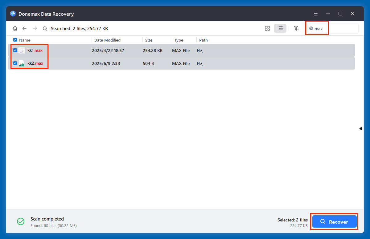 restore your .max files