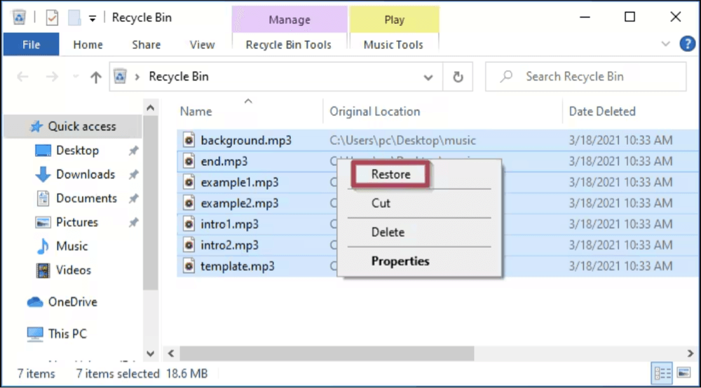 deleted MP3 audio or music files can be recovered