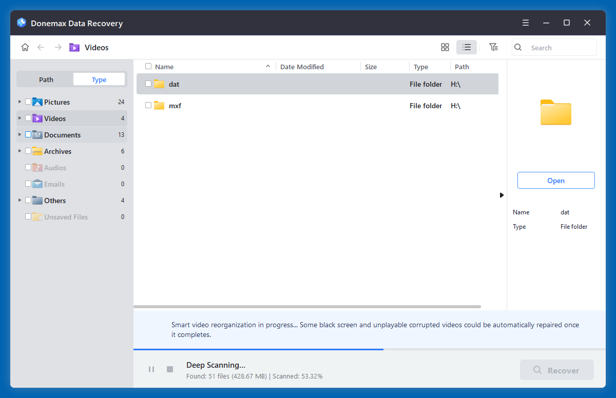 recover deleted MXF file