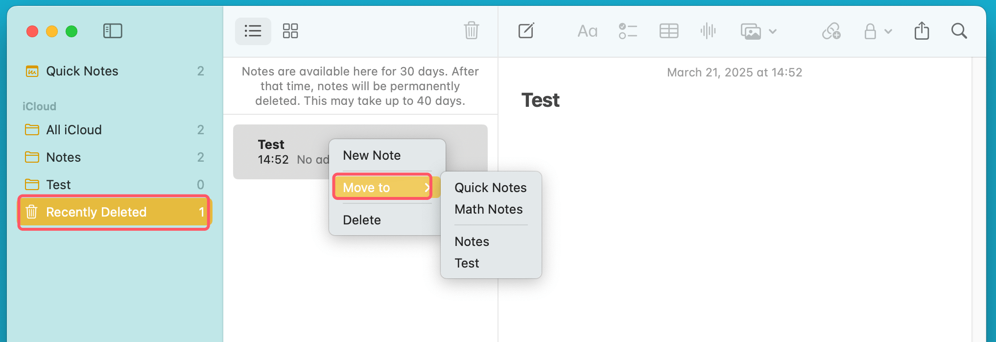 recover deleted notes on Mac