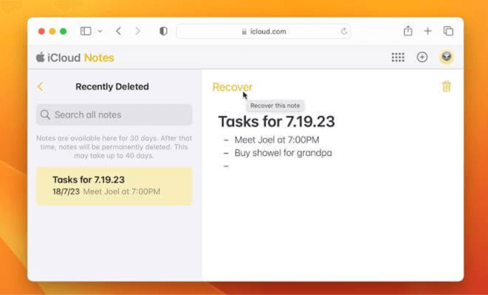 recover deleted notes on Mac