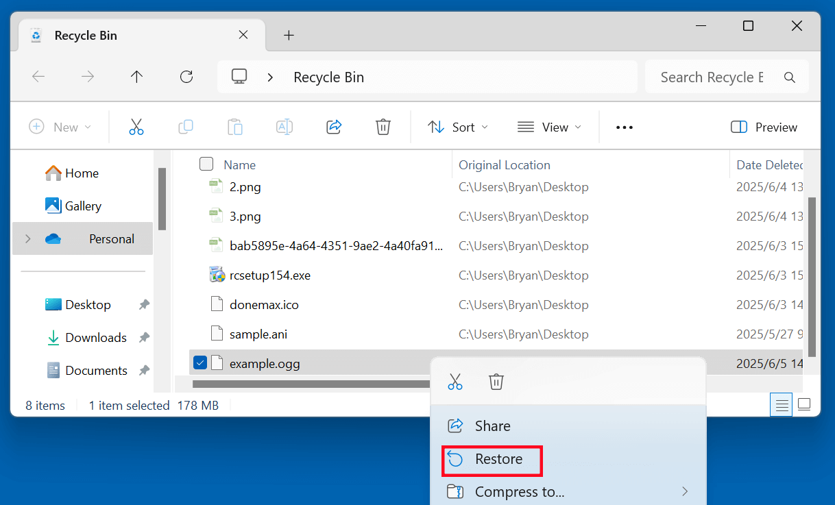 recovering deleted OGG/OGV videos