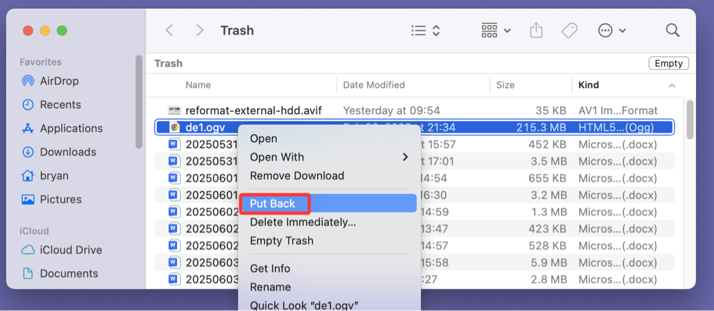 recovering deleted OGG/OGV videos