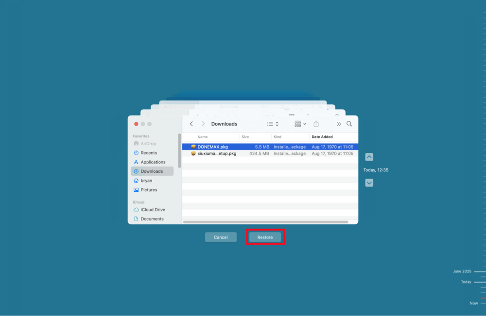 recover deleted .pkg files