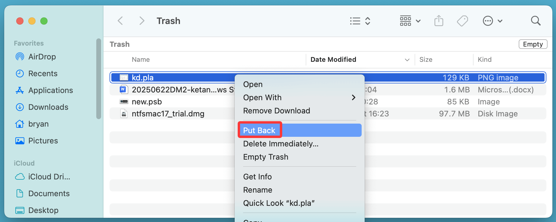 recover deleted PLA file