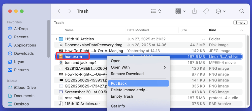 recover deleted RM files
