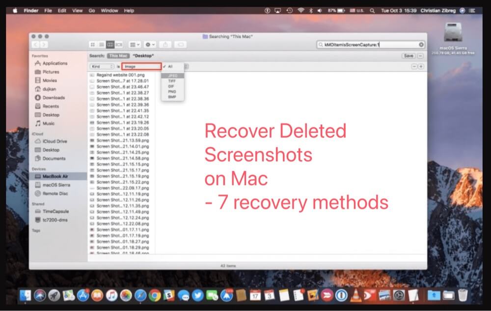 recover deleted screenshots on a Mac