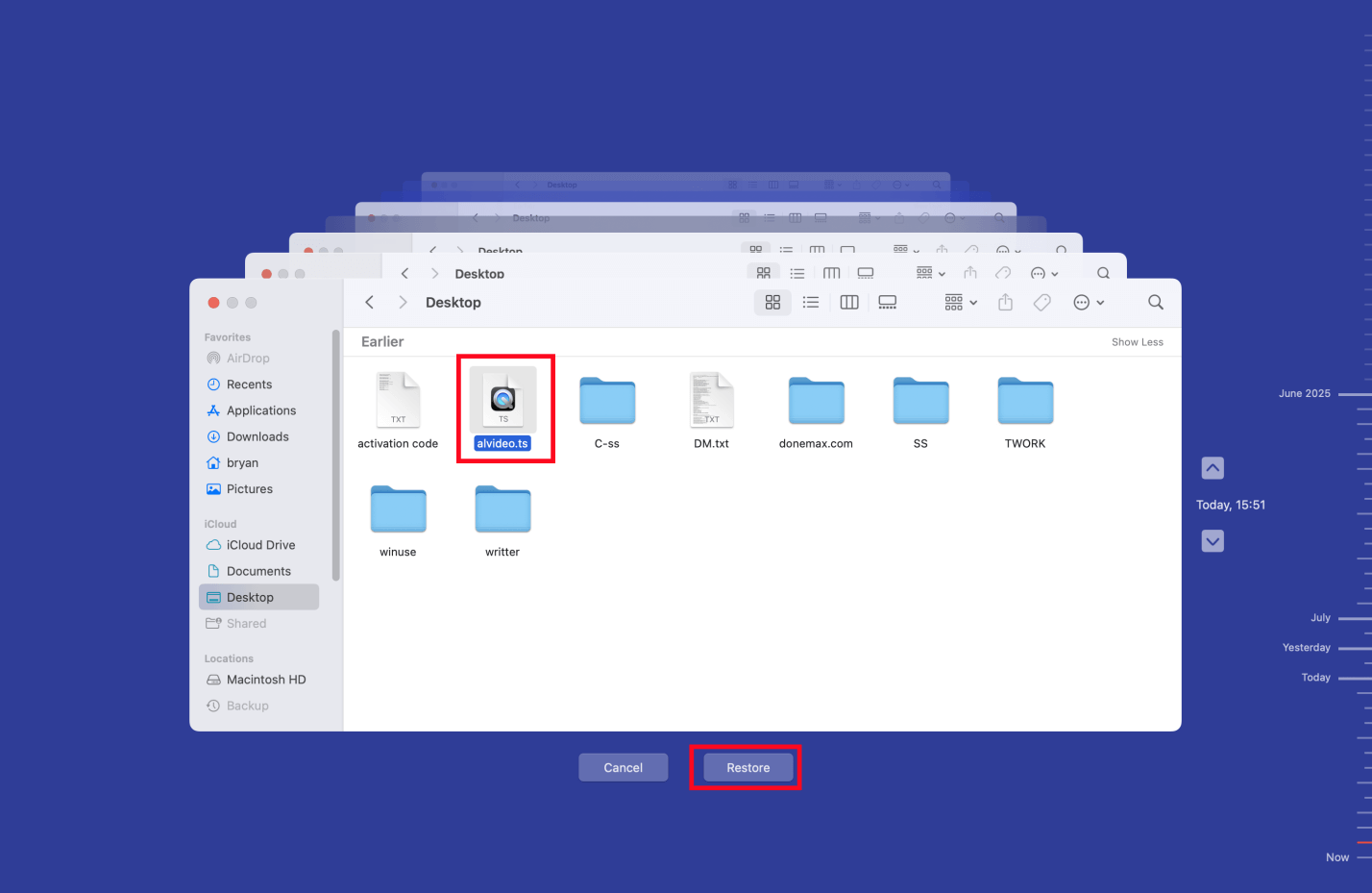 recover deleted .TS files