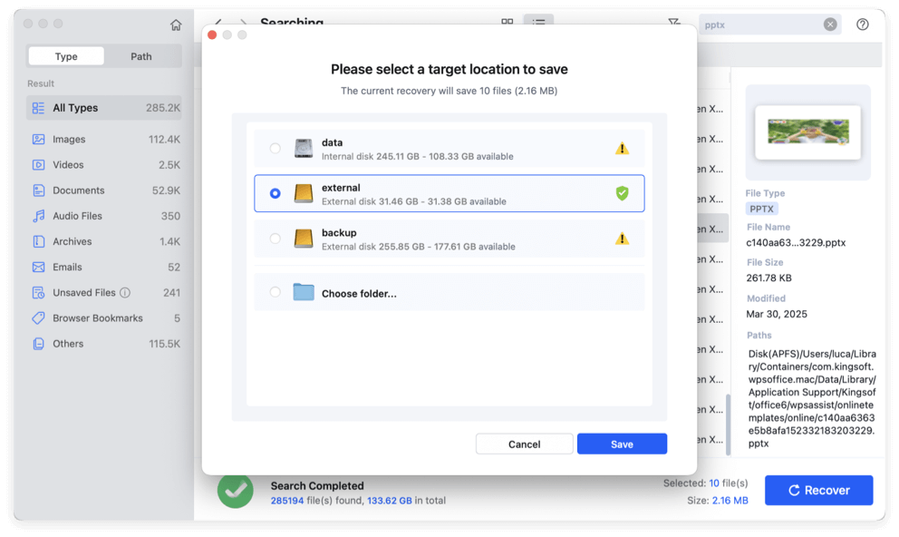 recover unsaved PowerPoint files on Mac