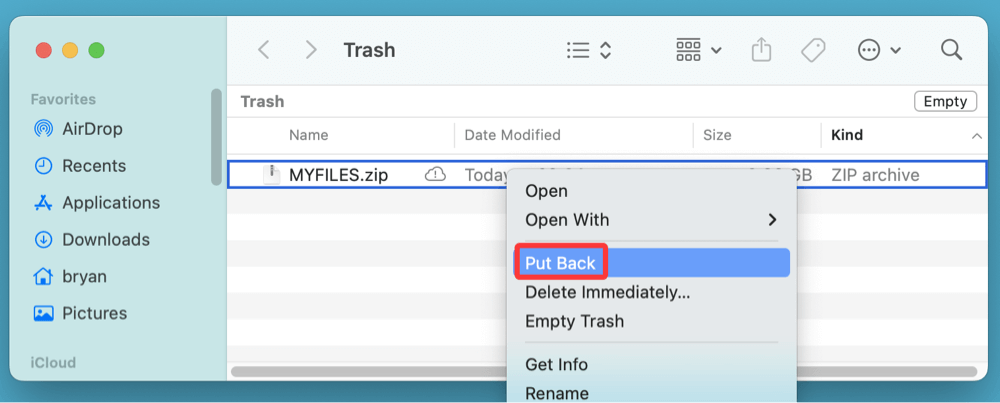 recover deleted ZIP files on Mac
