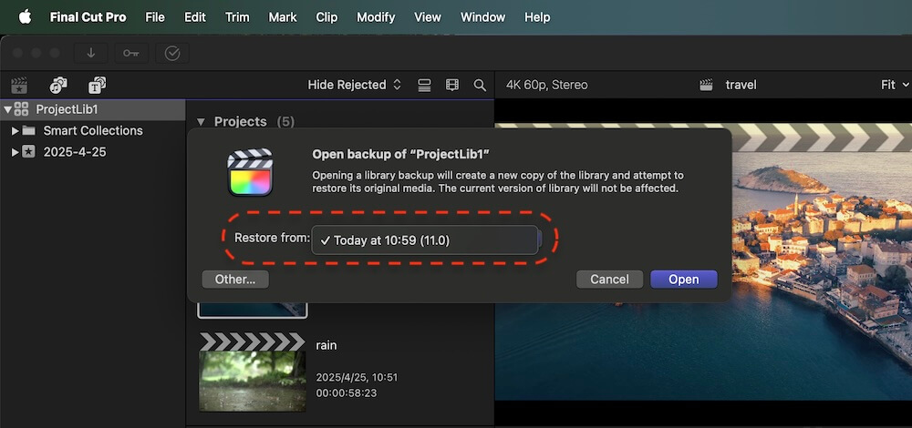 recover deleted/lost Final Cut Pro projects
