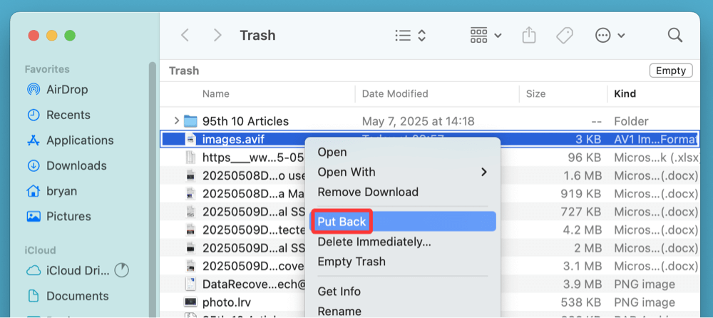 how to recover lost AVIF images