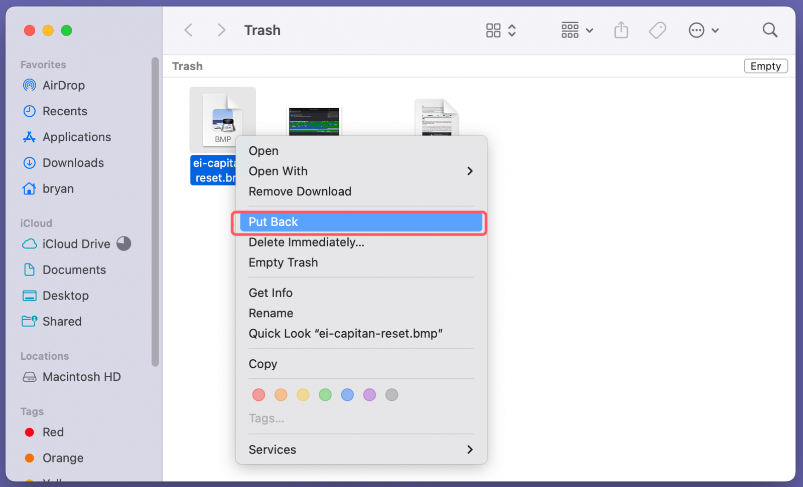 recovering lost BMP files