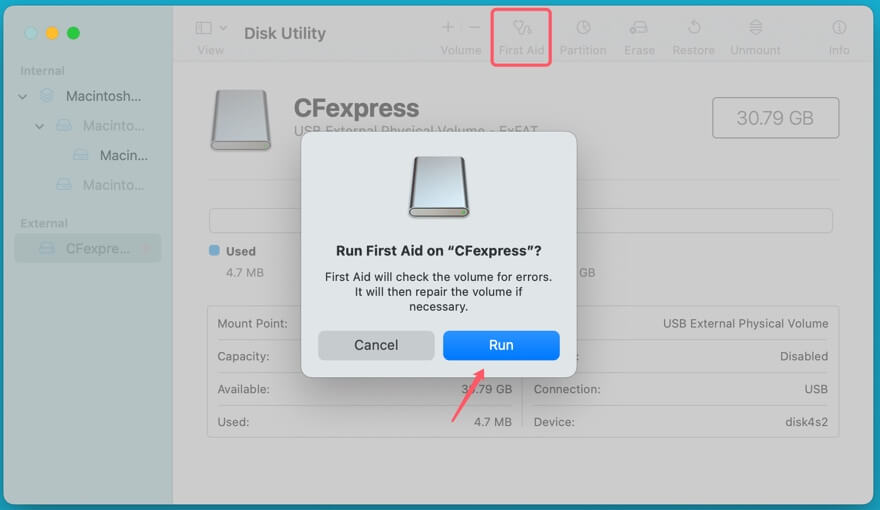 Recovering lost data from a CFexpress card