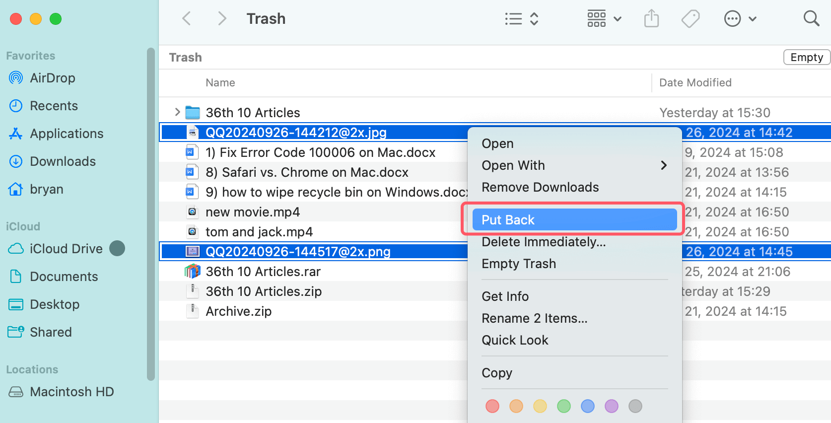 Steps to Recover Files from the Trash