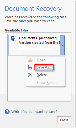 how to recover deleted or unsaved Word document