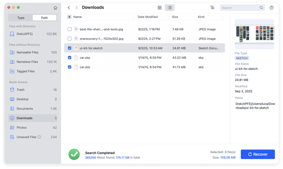 recover unsaved or deleted Sketch files on Mac