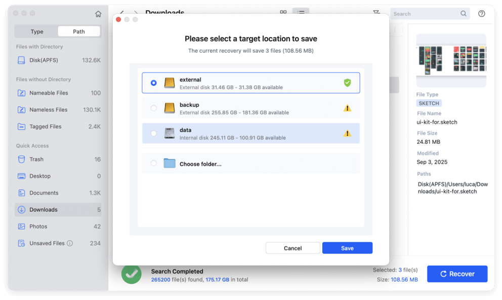 recover unsaved or deleted Sketch files on Mac