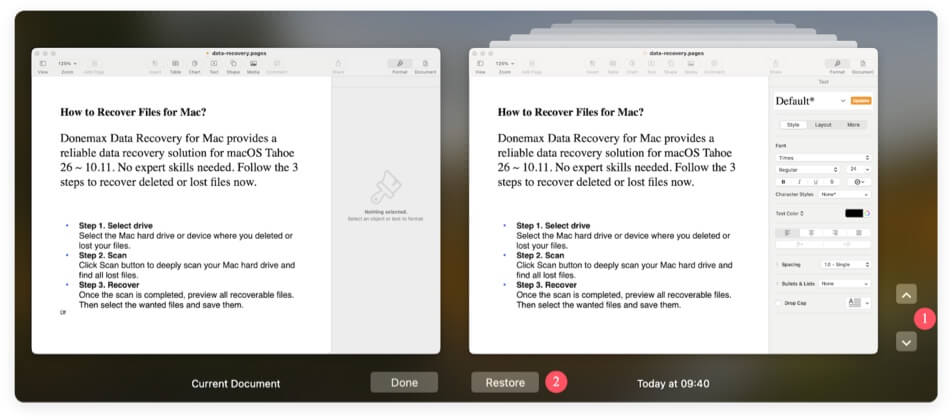 recover unsaved or lost Pages documents on Mac