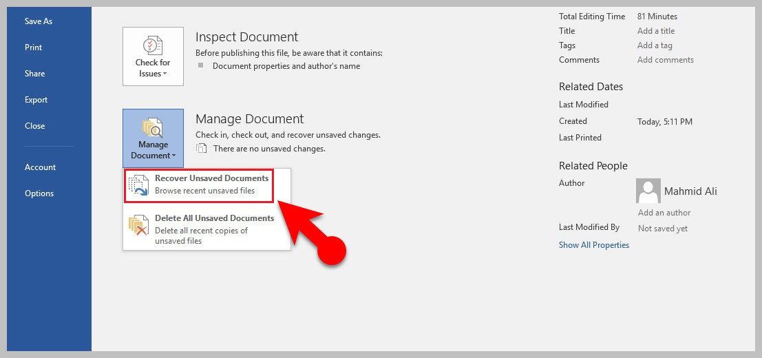 how to recover deleted or unsaved Word document
