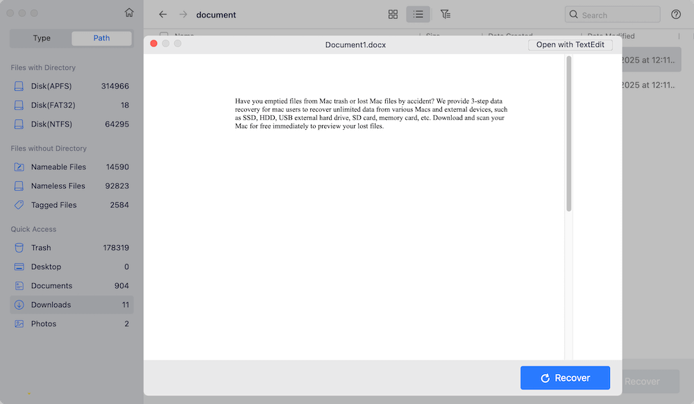 recover unsaved Word documents on Mac