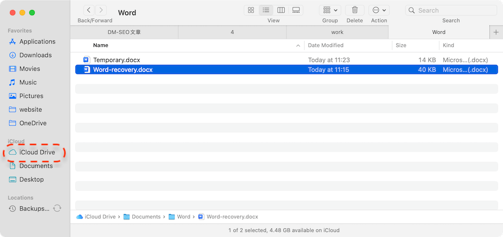 recover Word temporary files on Mac