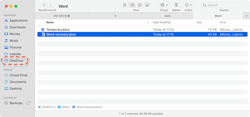 recover Word temporary files on Mac