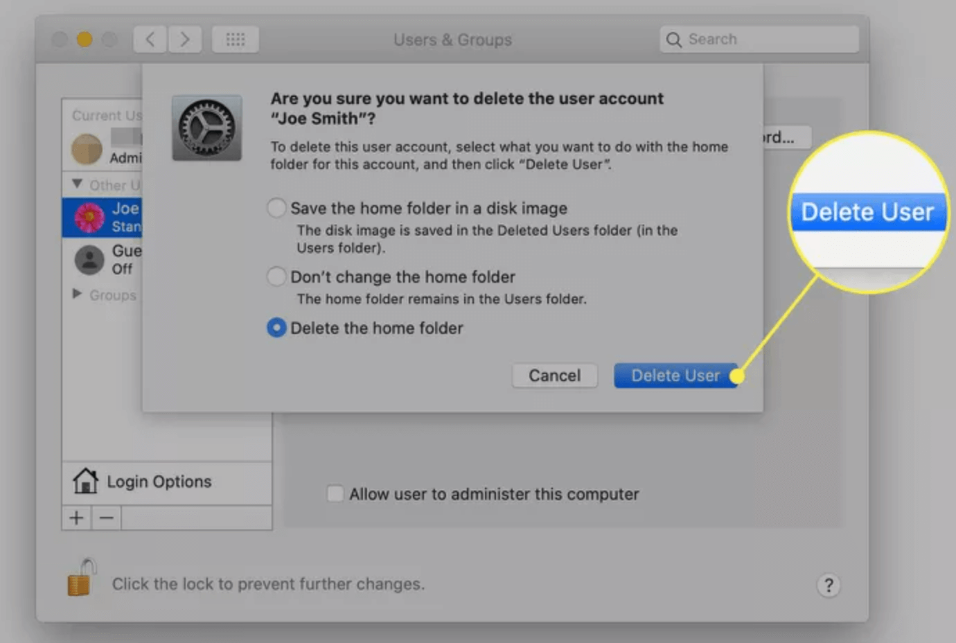 Removing a User Account in Older Versions of macOS