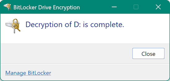 how to remove BitLocker password for USB drive