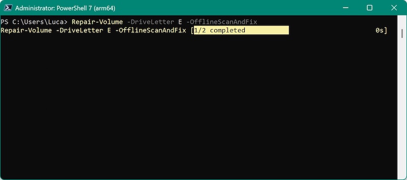 repair a disk with PowerShell