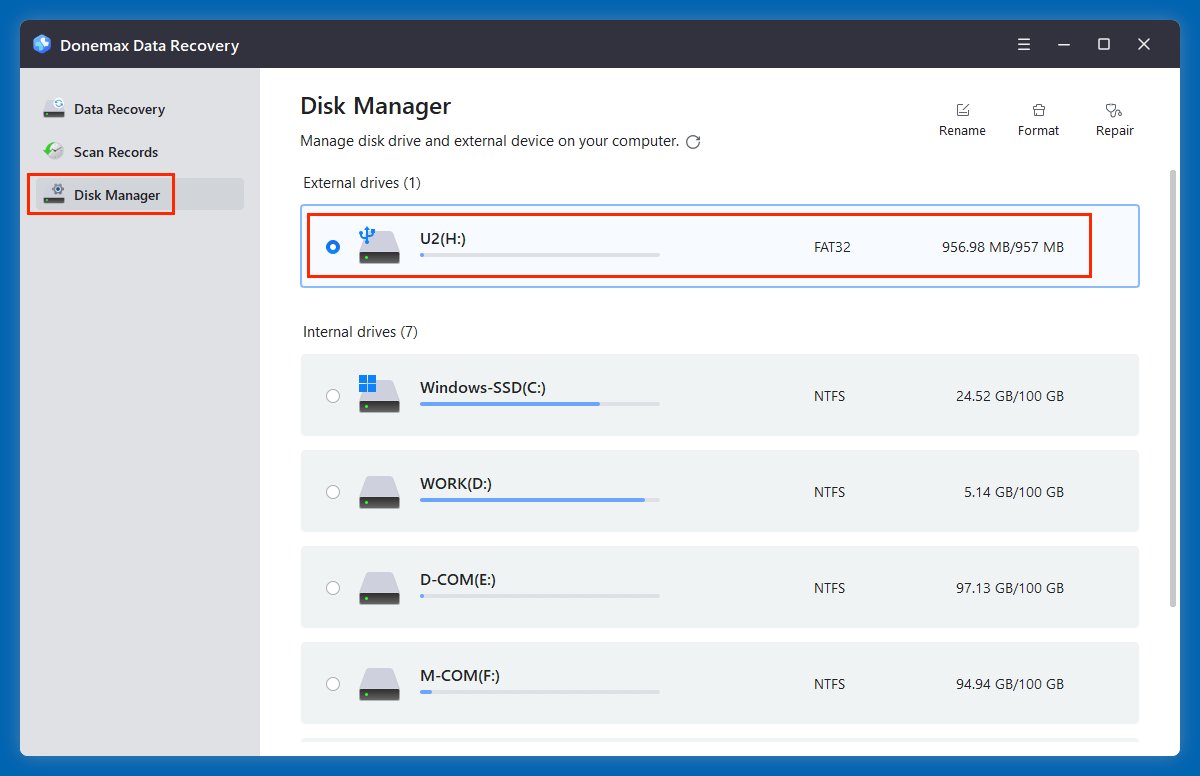 repair a FAT32 file system