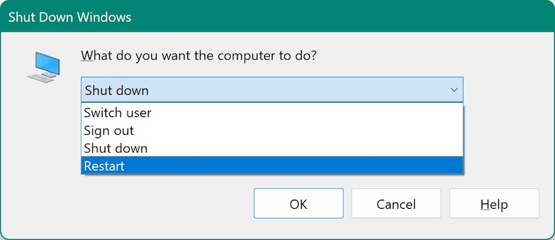 restart or force restart a Windows PC