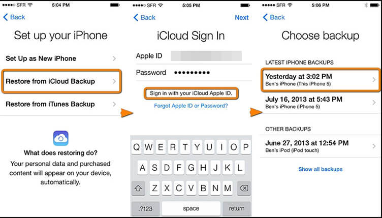 Restore icloud backup to new iPhone