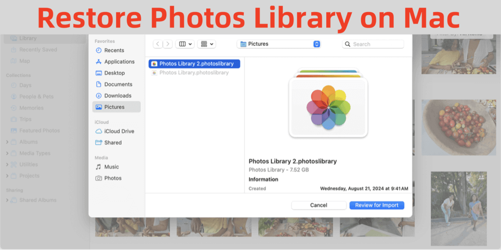 restore the Photos Library on Mac