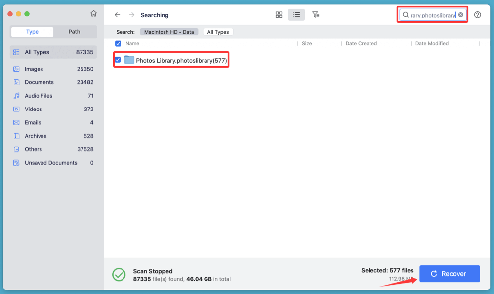 restore the Photos Library on Mac