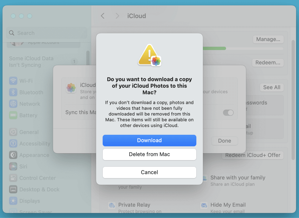 restore the Photos Library on Mac