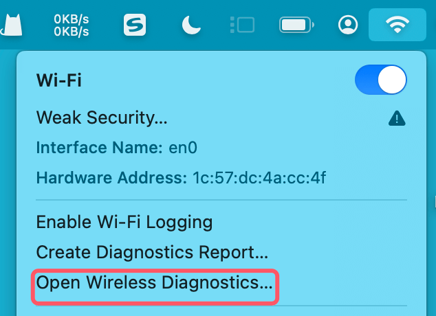 Wireless Diagnostics tool