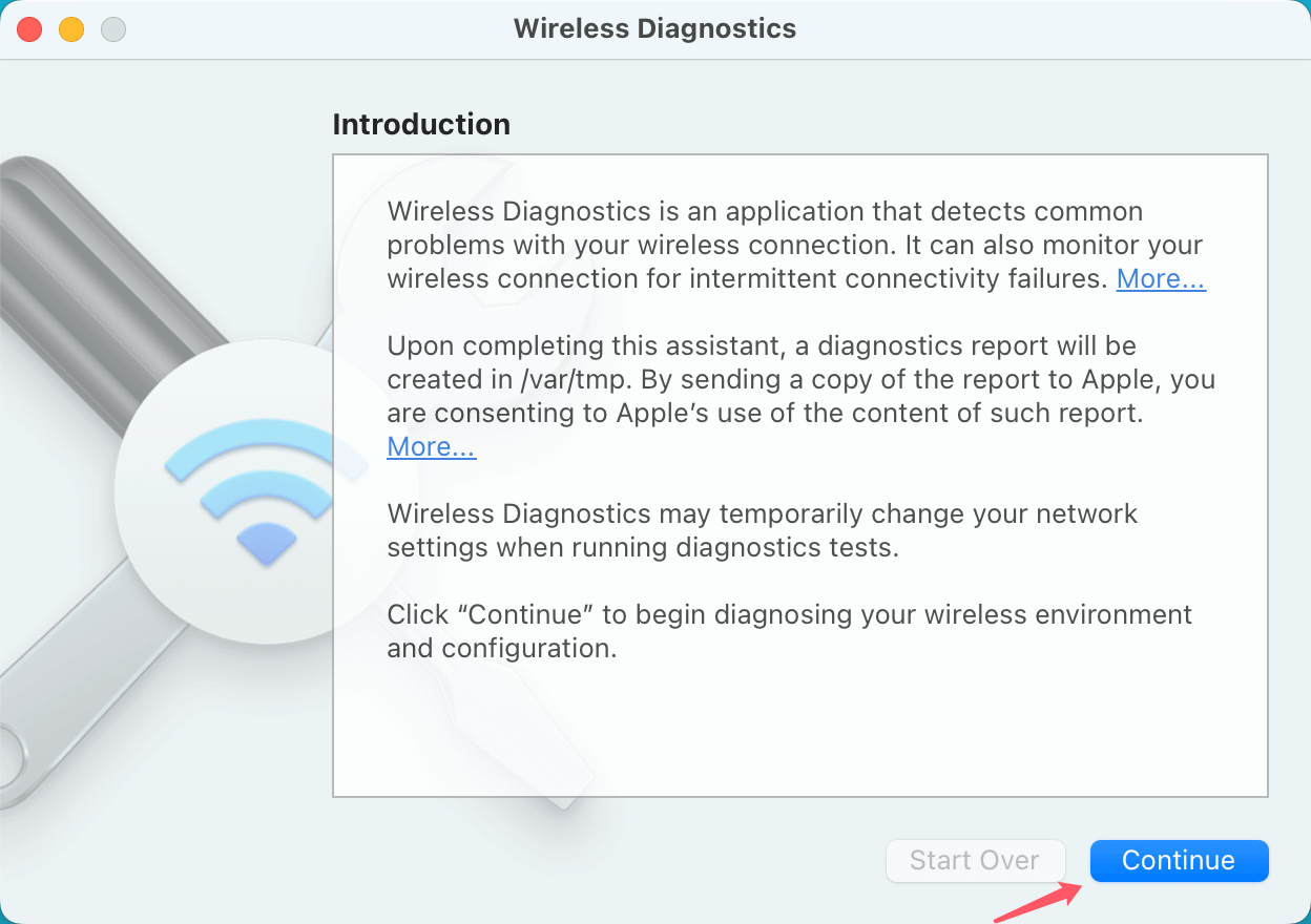 Wireless Diagnostics tool