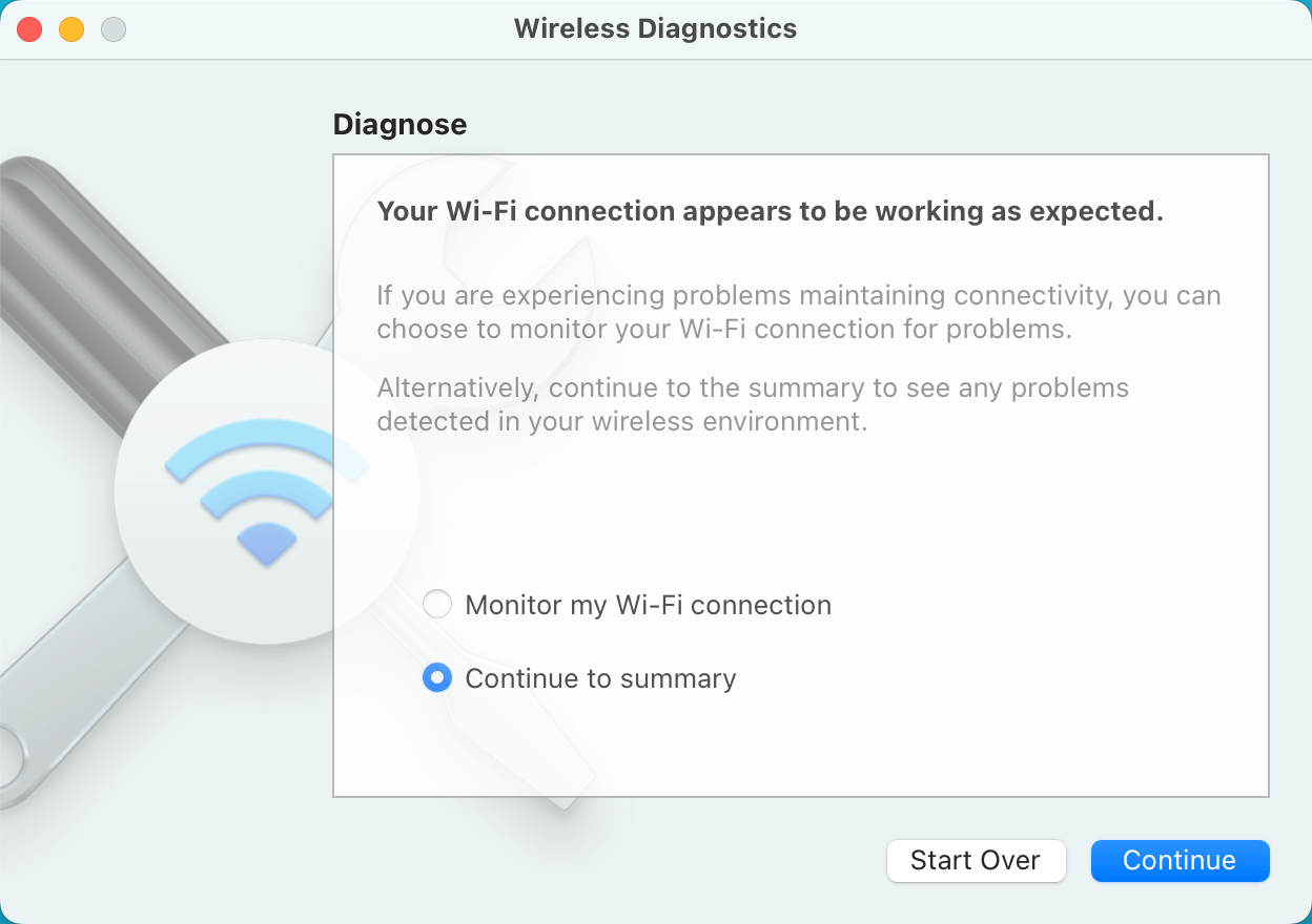 Wireless Diagnostics tool